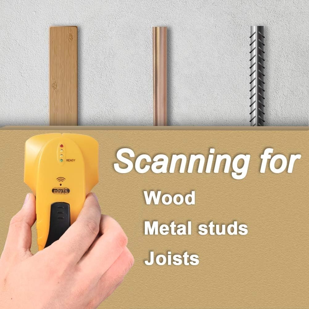 Compact Battery-Powered Stud Finder for Wood & Metal Detection - 3/4" Deep