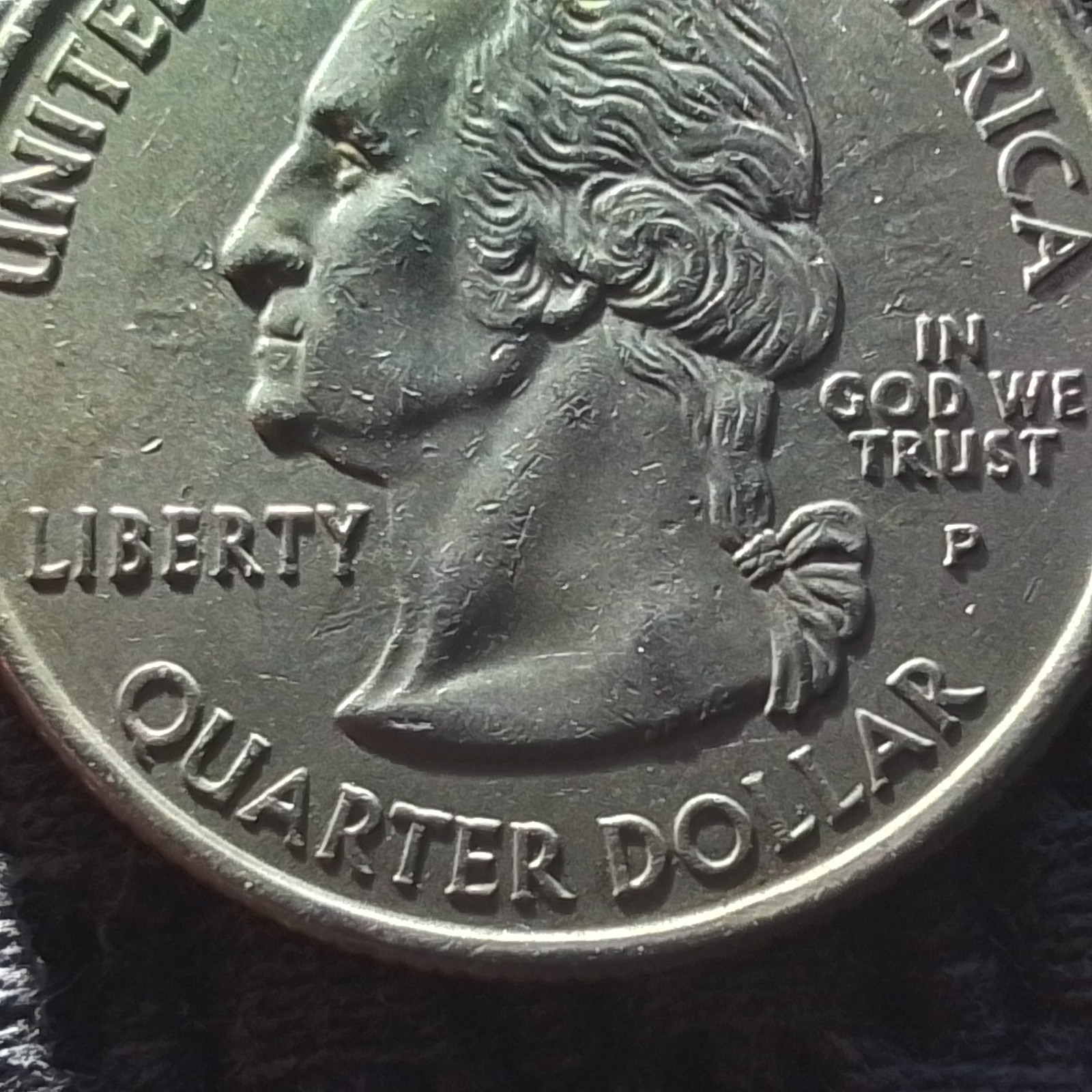 2004 US Quarter Texas P Mint Mark Grey "Dull" Toning Poorly Bonded Clad Layer