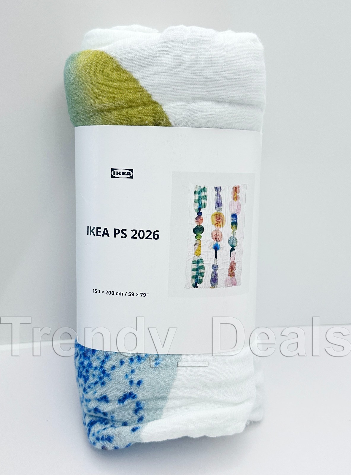 IKEA PS 2026 Throw, Cotton/Viscose, white/multicolor, 59x79" - NEW