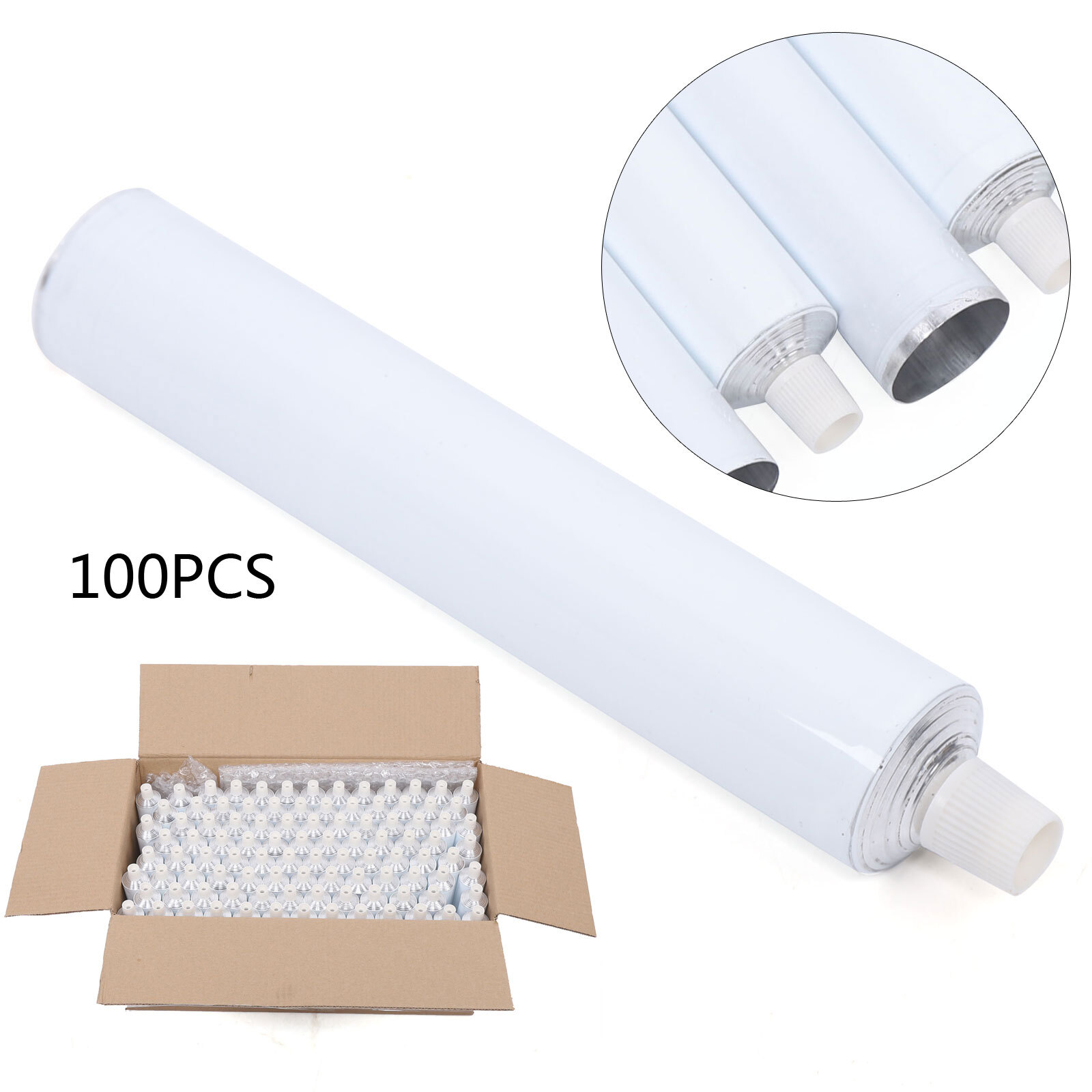 100 Pcs 100ml Empty Unsealed Toothpaste Tubes Needle Cap Full Box Aluminum USA