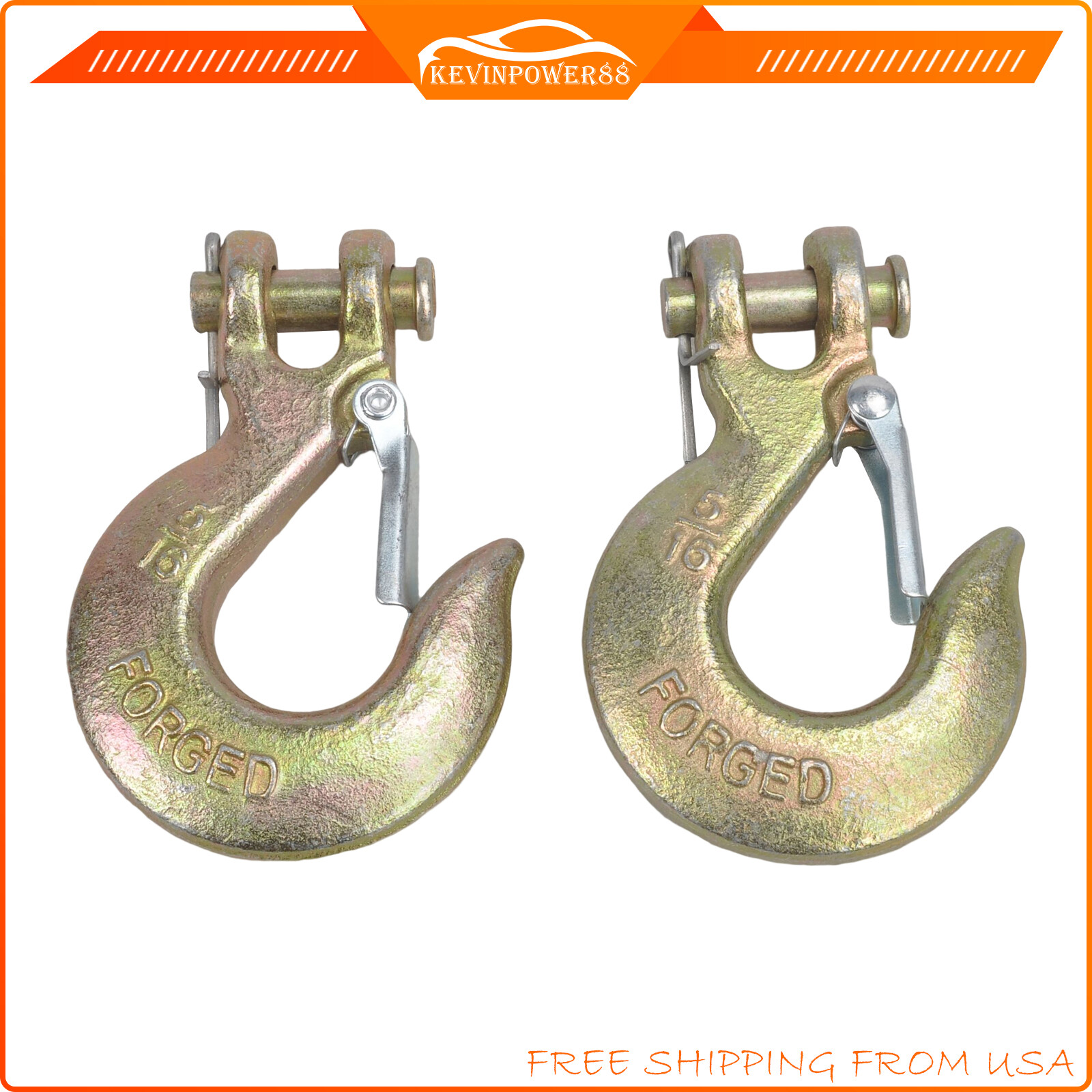 2Pack G70 5/16" Clevis Slip Hooks w/ Latch Flatbed Trailer Safety Tow Chain