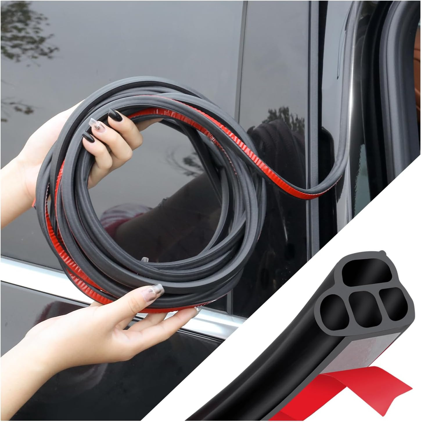 Tira de Goma para Puerta de Auto Doble Capa en L 5M Sellado Universal
