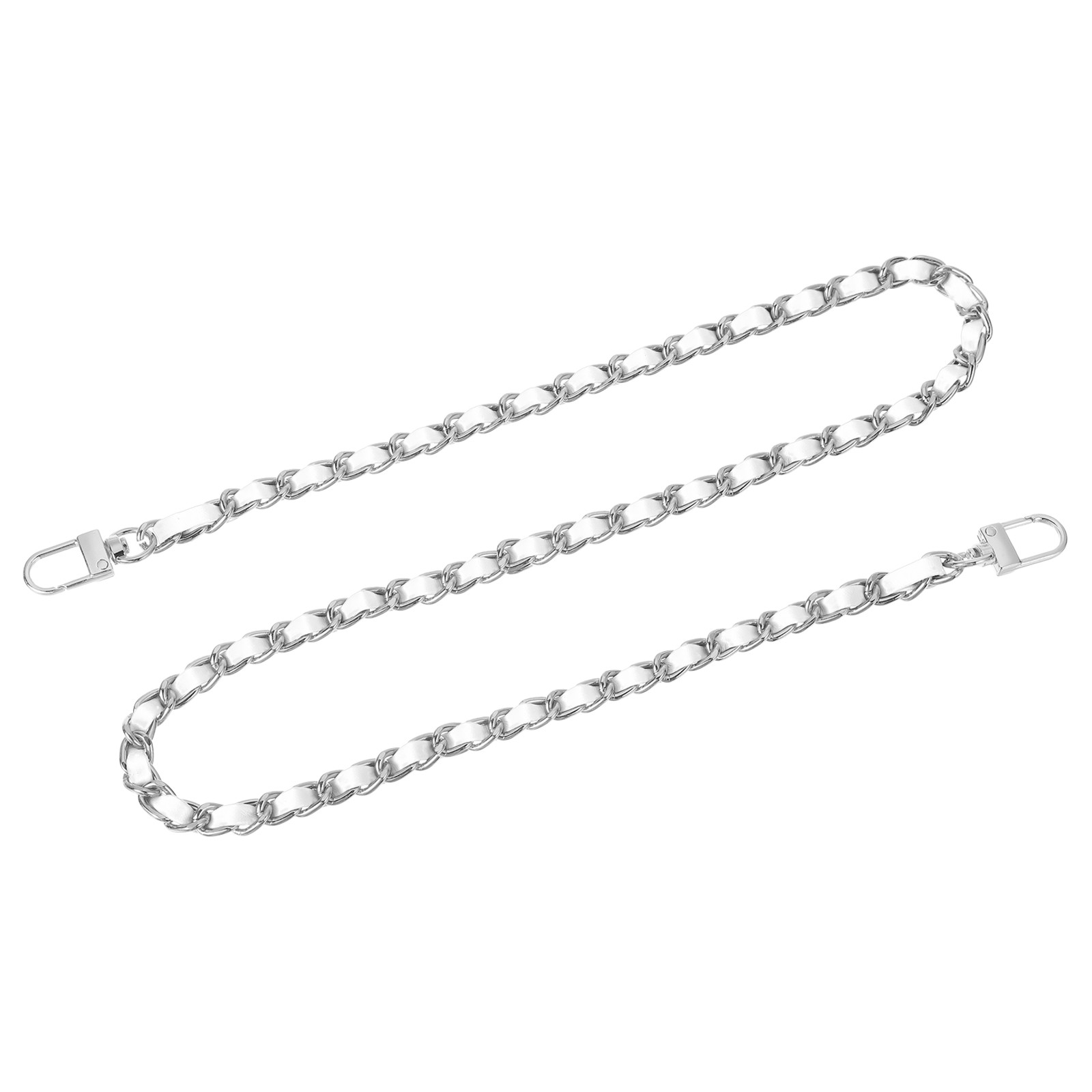 32" Purse Chain Strap with Buckles for Shoulder (White + Silver)