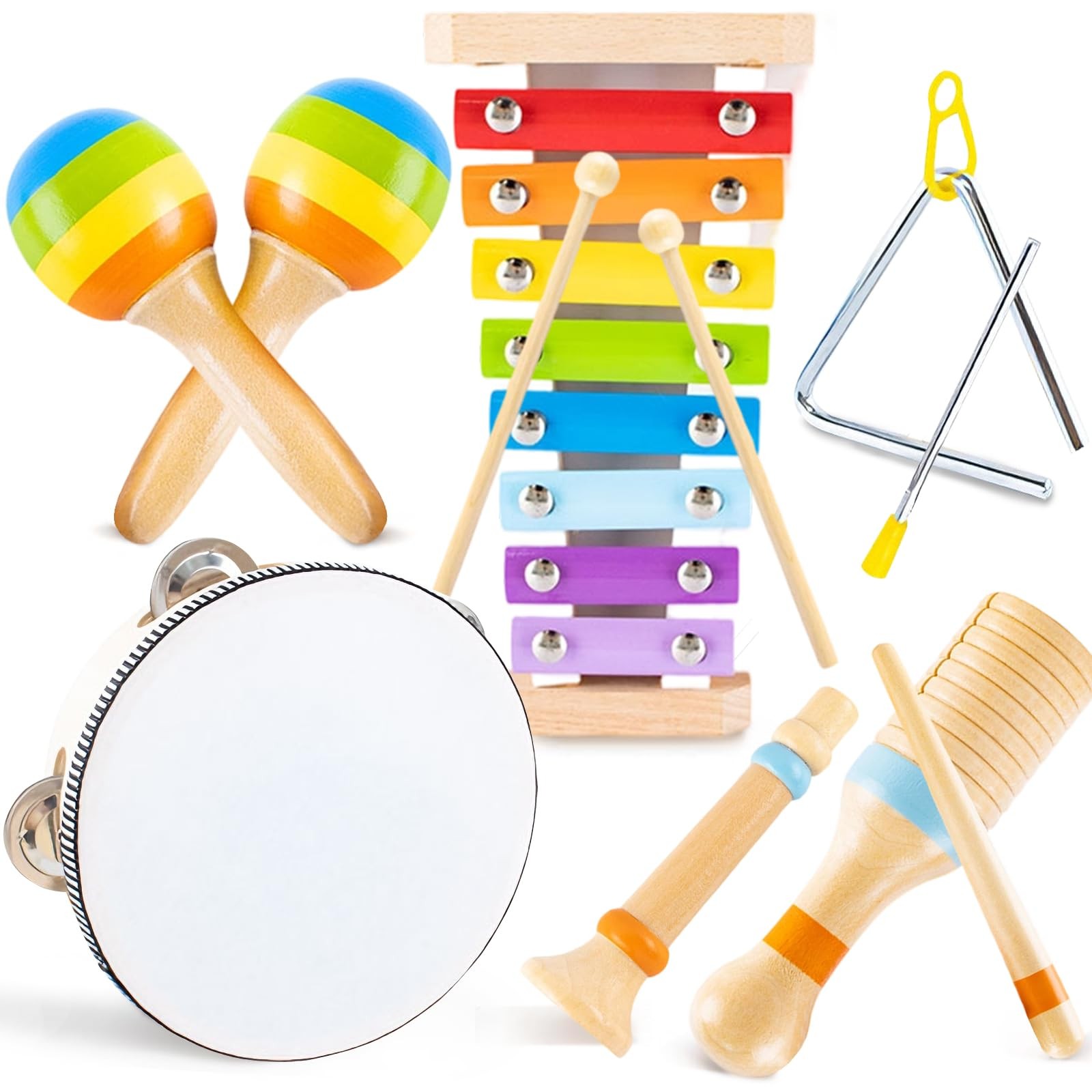 Montessori Toys for 1 2 Year Old, Wooden Musical Instruments for Toddlers 1-3...