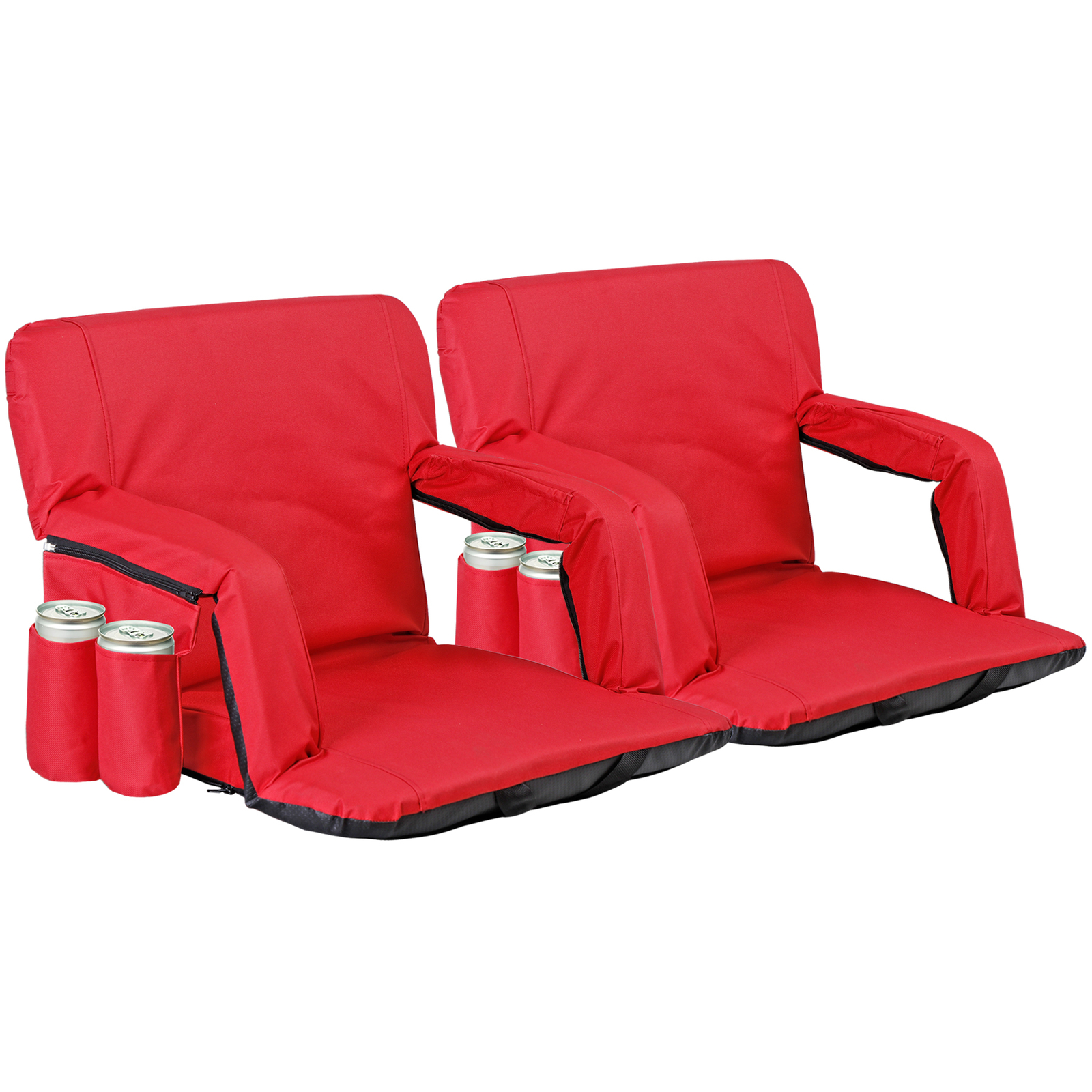 2X Reclining Stadium Seat for Bleachers w Padded Backrest Adjustable Armrests