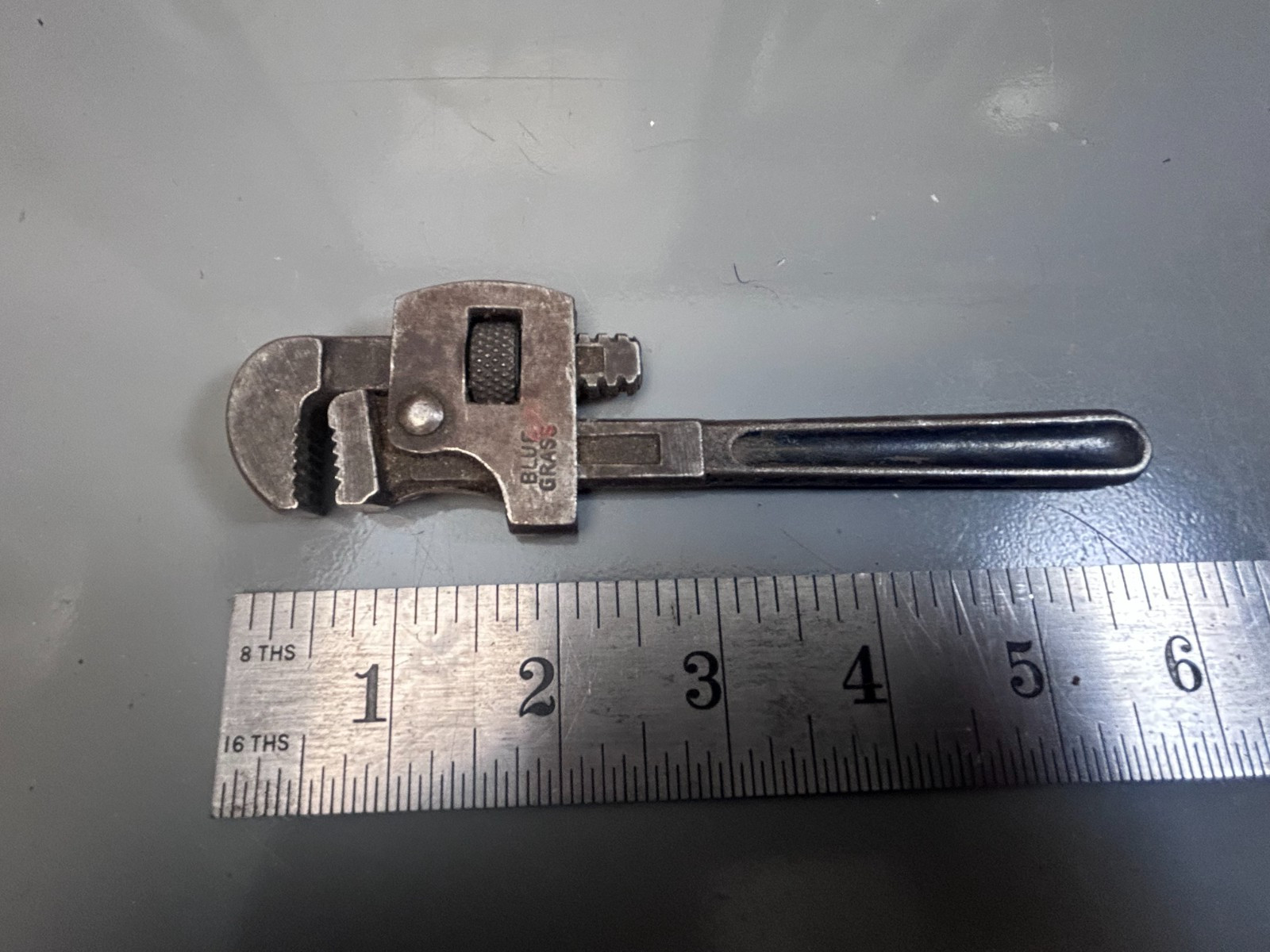 Vintage Blue Grass Small 6" Pipe Wrench
