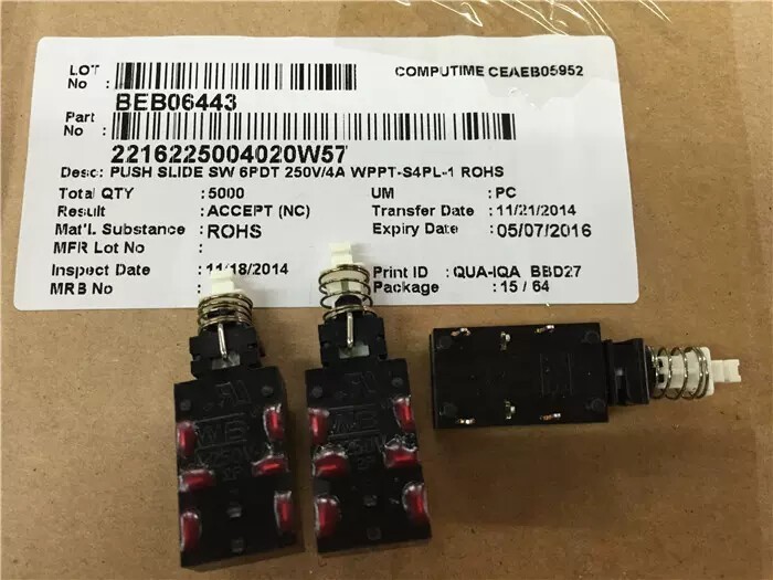 QTY;1 NEW FOR WB 4A/250VAC 6-pin Button Power Switch