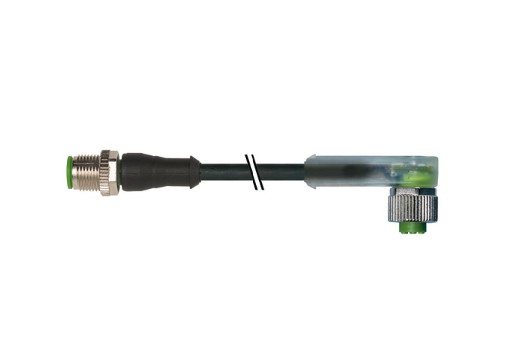 M12 pcs 0° / M12 Bu. 90° A-cod. LED - 2m