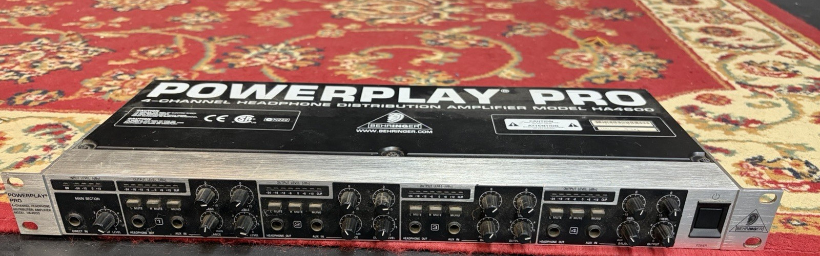 Behringer PowerPlay Pro 4-Channel Headphone Distribution Amplifier Model HA4600