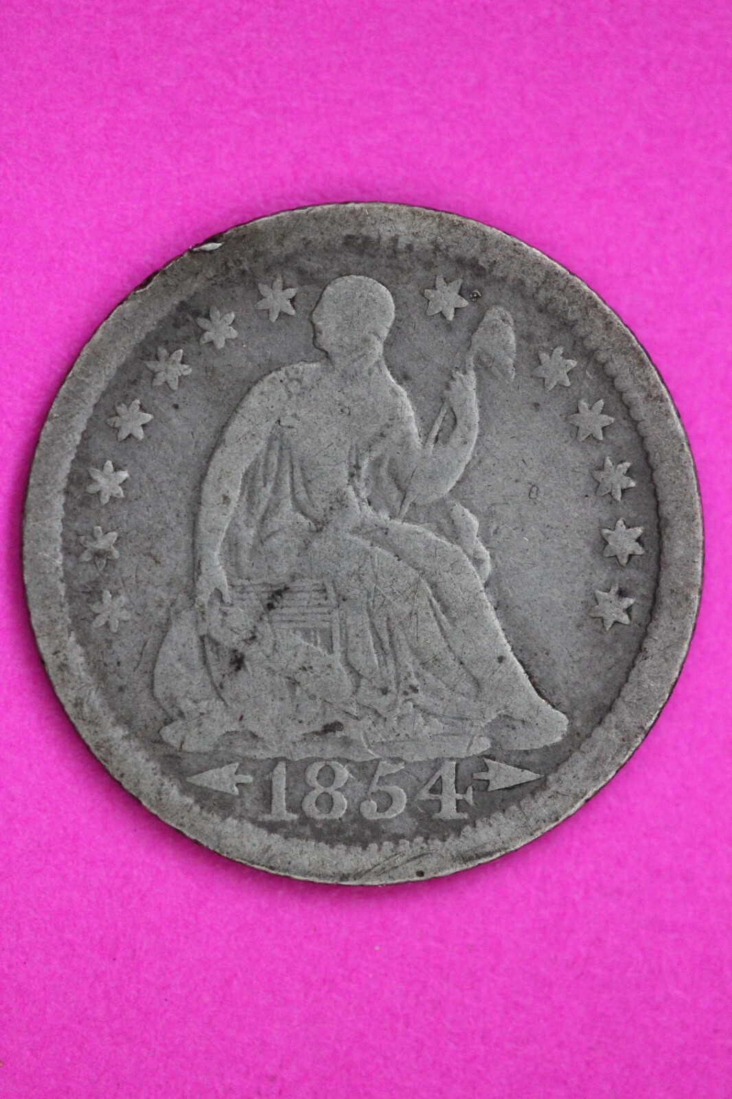 1854 O Seated Liberty Half Dime Silver Coin Guaranteed Authentic & Genuine 1270