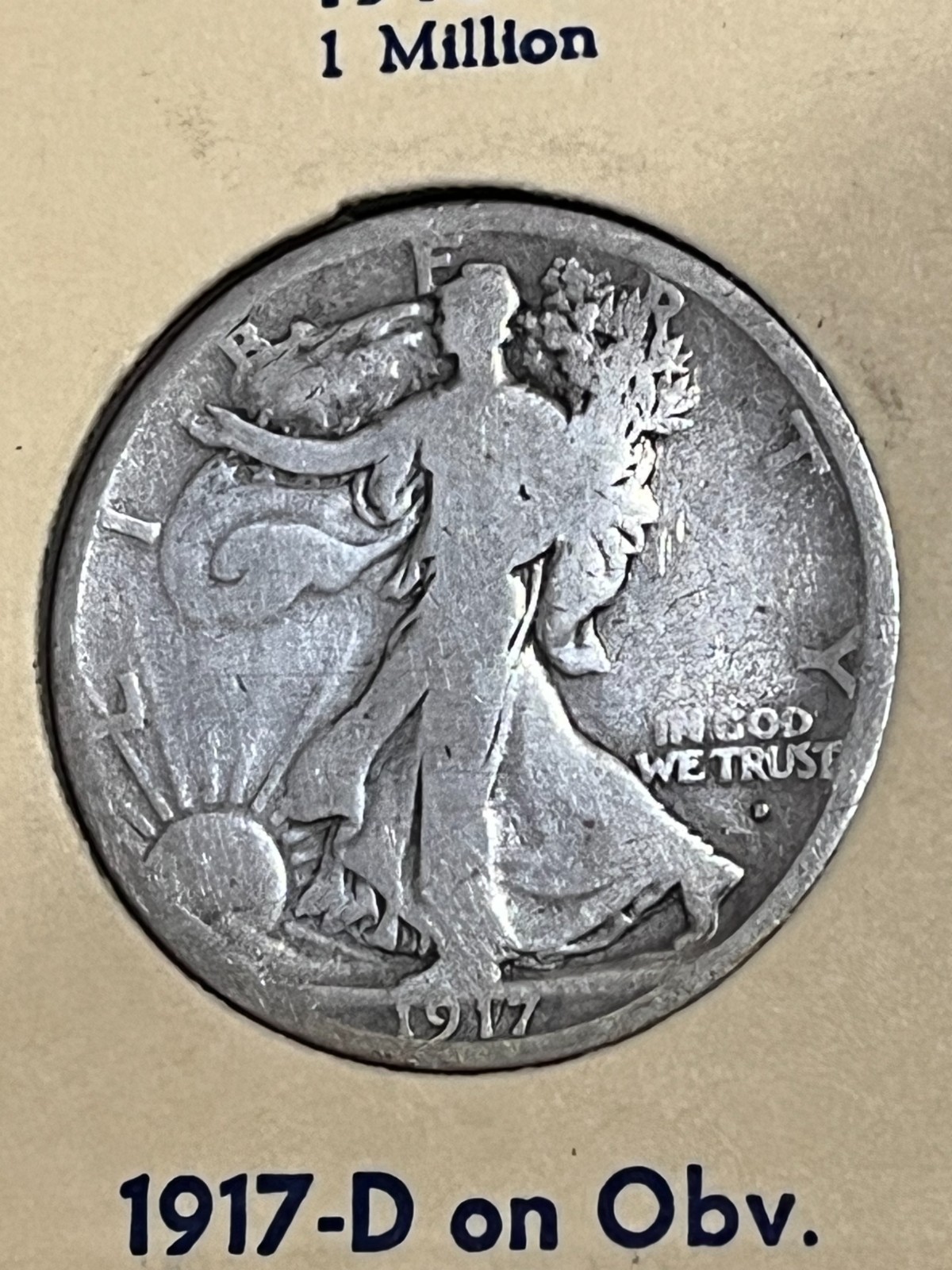 1917-D Walking Liberty Half Dollar - Obverse Mintmark
