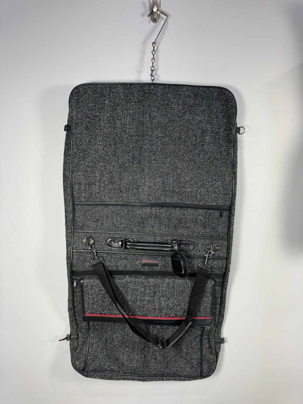 Givenchy Lugguage Weekend Garment Wardrobe Bag Charcoal Grey Tweed - EUC!