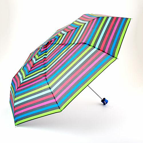 Rainbow Pride Stripe Multi Color Umbrella Big 42" Width High Gloss Blue Handle