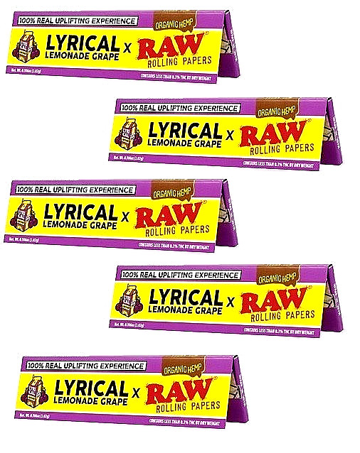5x Raw Lyrical Grape Lemonade King Size Rolling Papers 5 pks FREE USA SHPD!