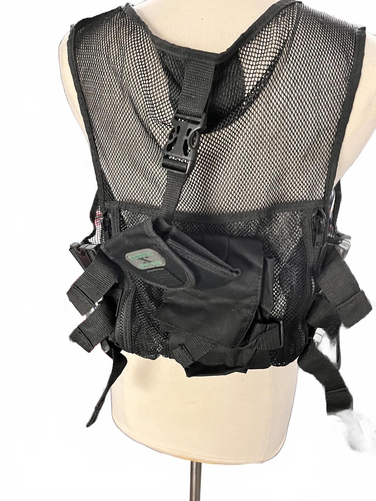 Black Tactical Mesh Utility Vest with Multiple Pockets M/L
