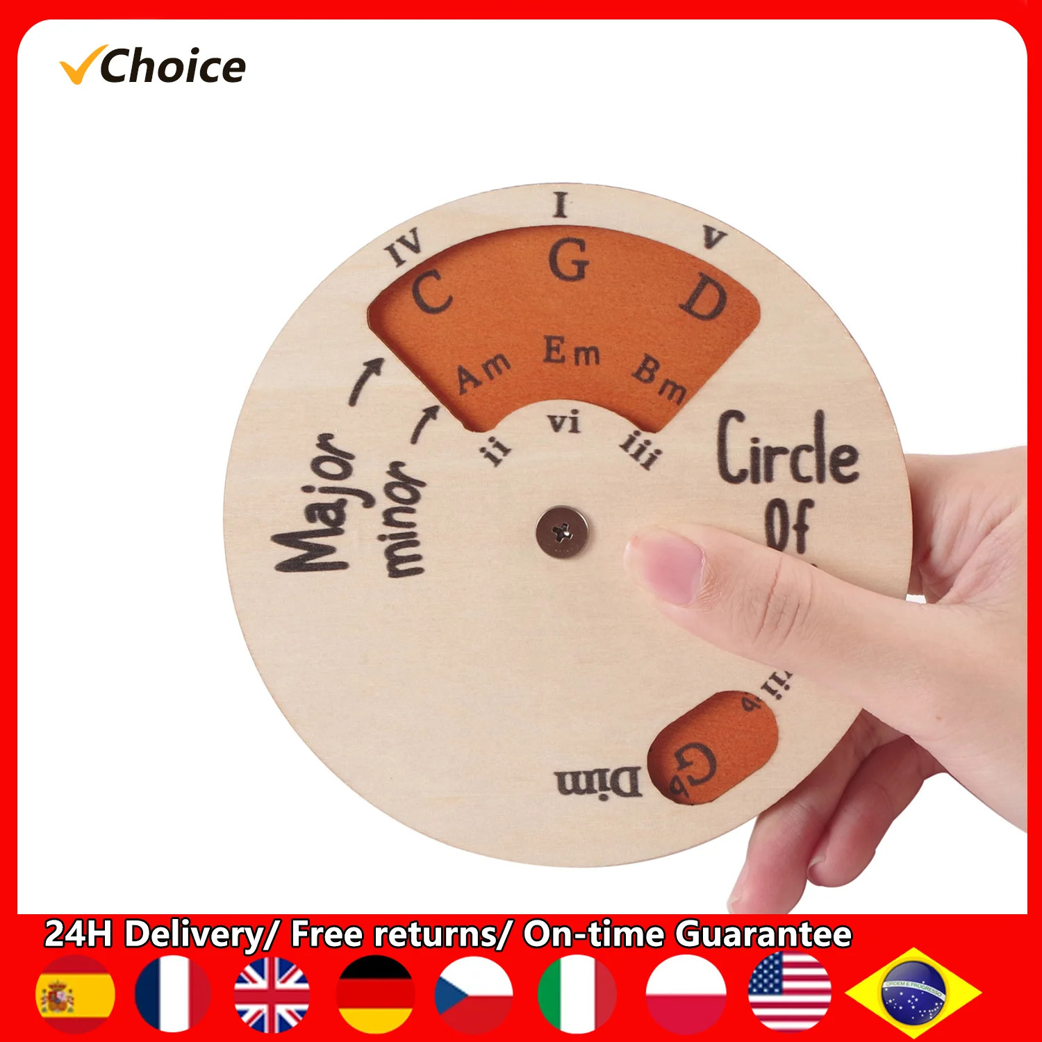 Wooden Circle of Fifths Wheel Melody Tool Chord Wheel Music Theory Learning Tool