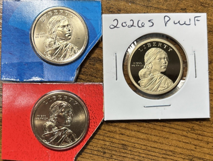 IN STOCK 2026 P D S Sacagawea Dollar Proof Native American MINT CELLO Lot PDS