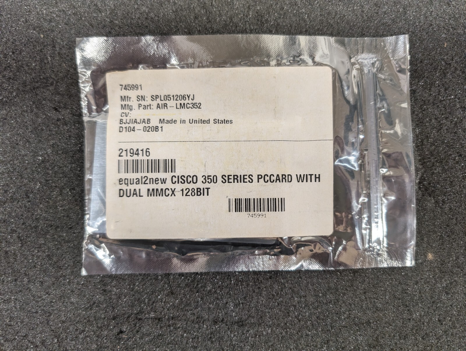 New, Cisco, AIR-LMC352, 350 SERIES PCCARD WITH DUAL MMCX 128BIT WIRELESS LAN