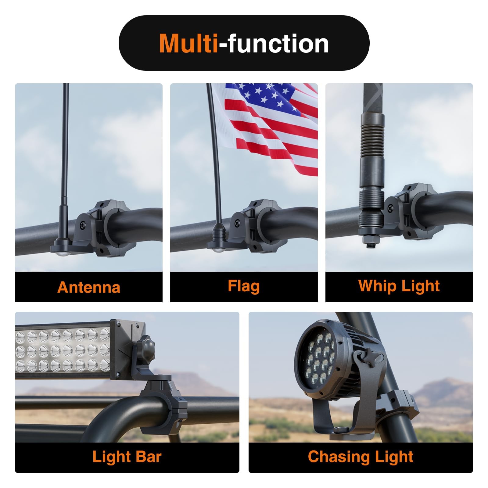 UTV Whip Mount UTV Flag Mount Compatible UTV Polaris Can Am 1 Pack