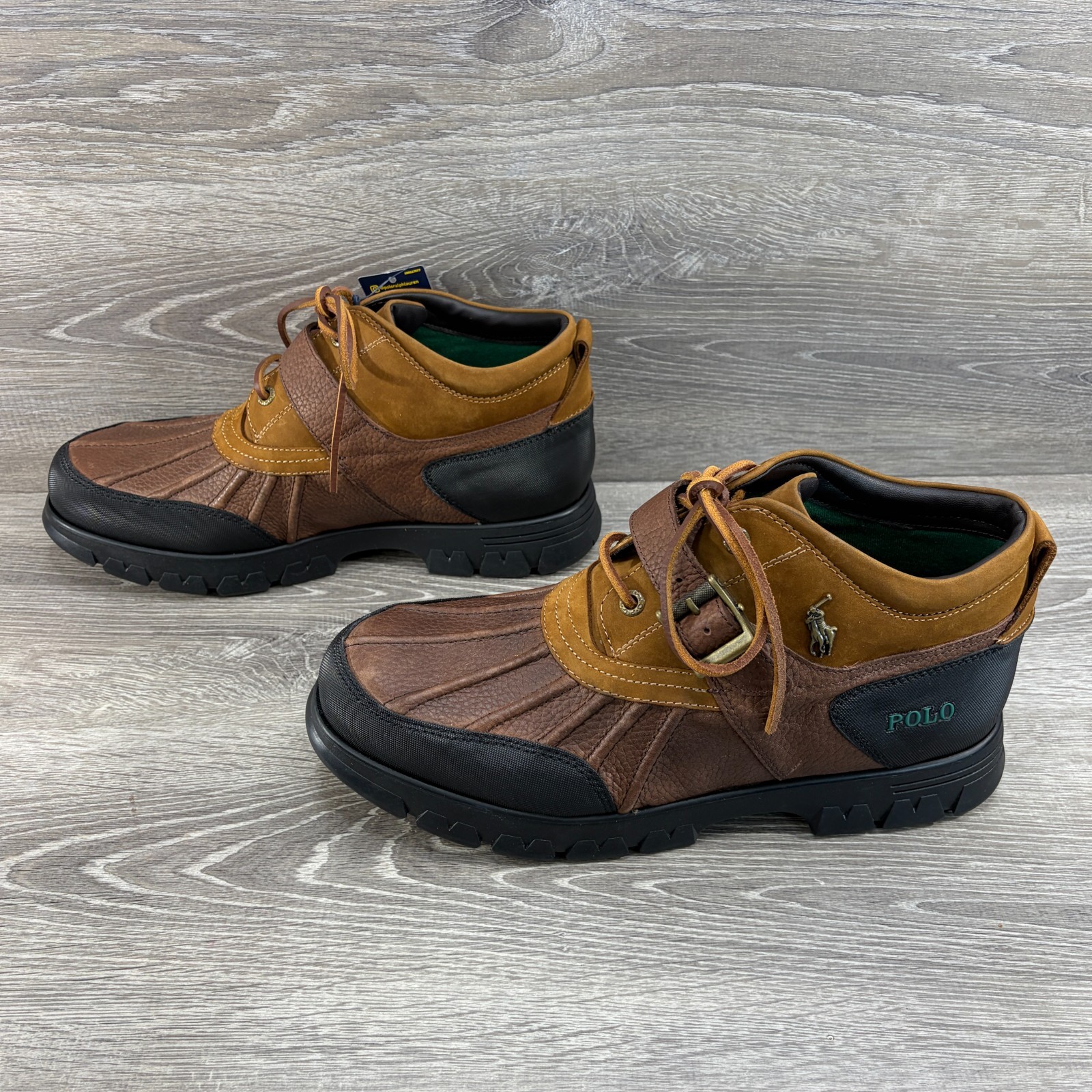 NEW Polo Ralph Lauren Mens 14 D Dover III Brown Leather Duck Ankle Boots Pony