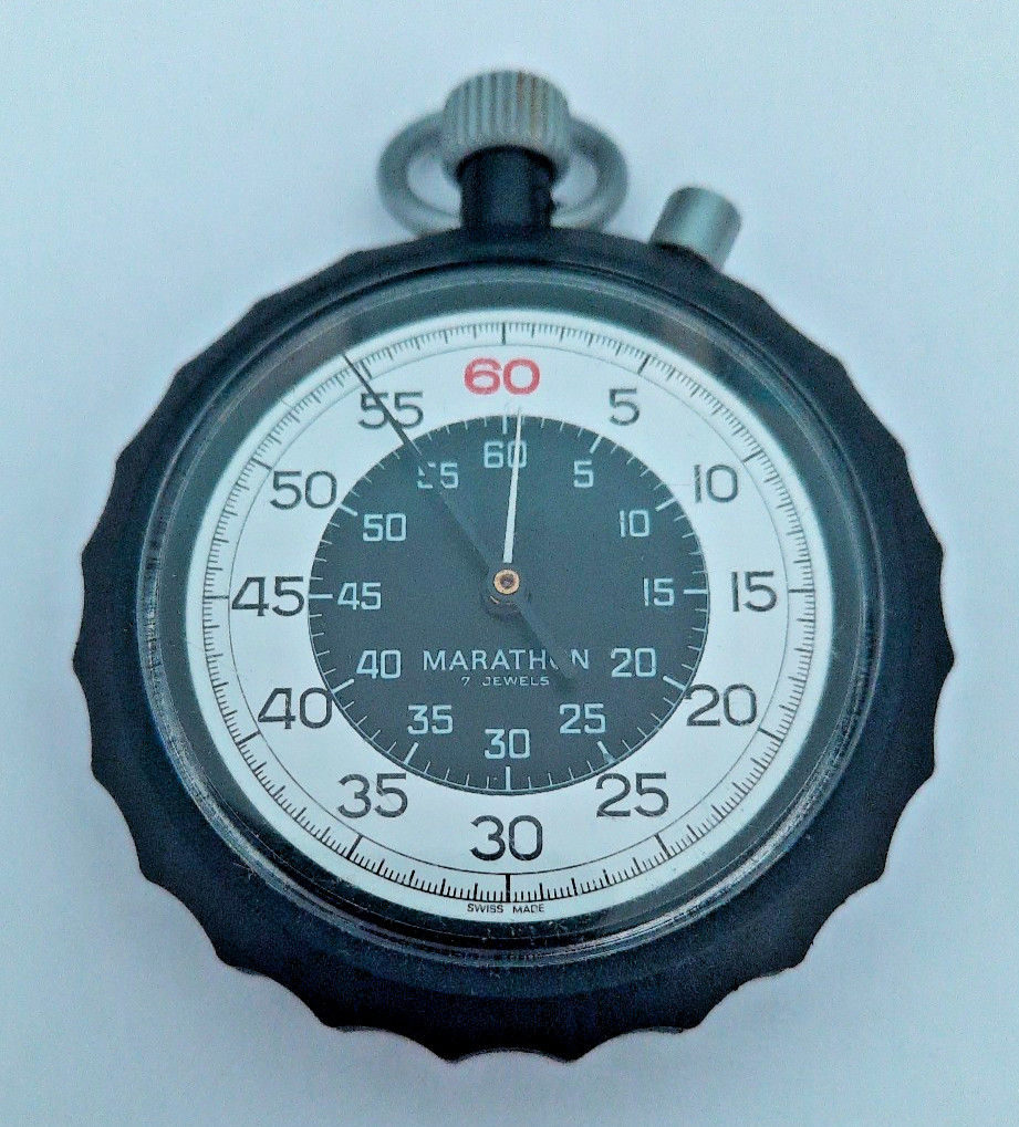 Handheld Marathon 7-Jewel Stopwatch MIL-S-14823-A Black and Silver
