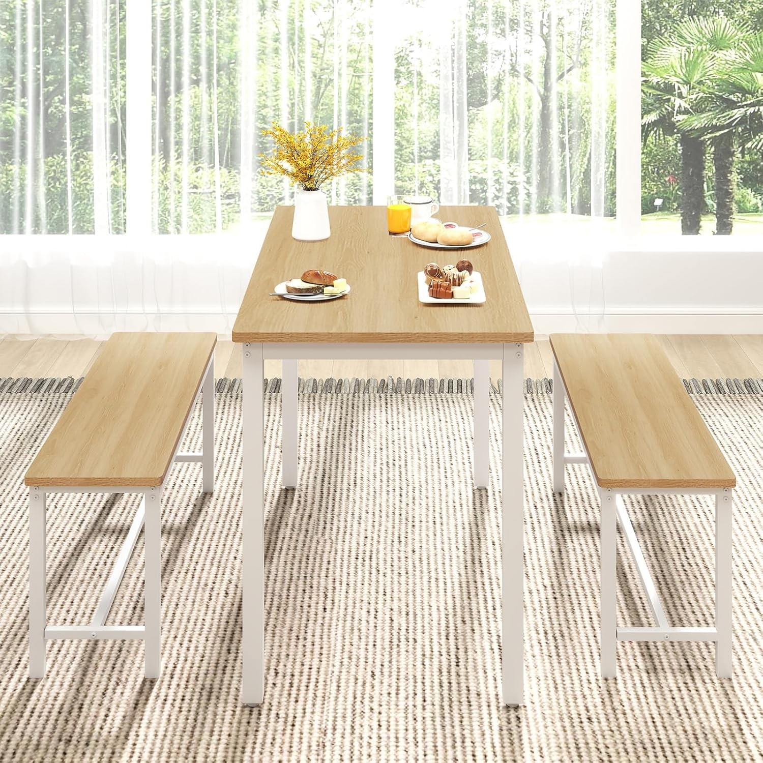 43" Dining Room Table Chairs Set 4 Modern Space Saving Kitchen Table W/ 2