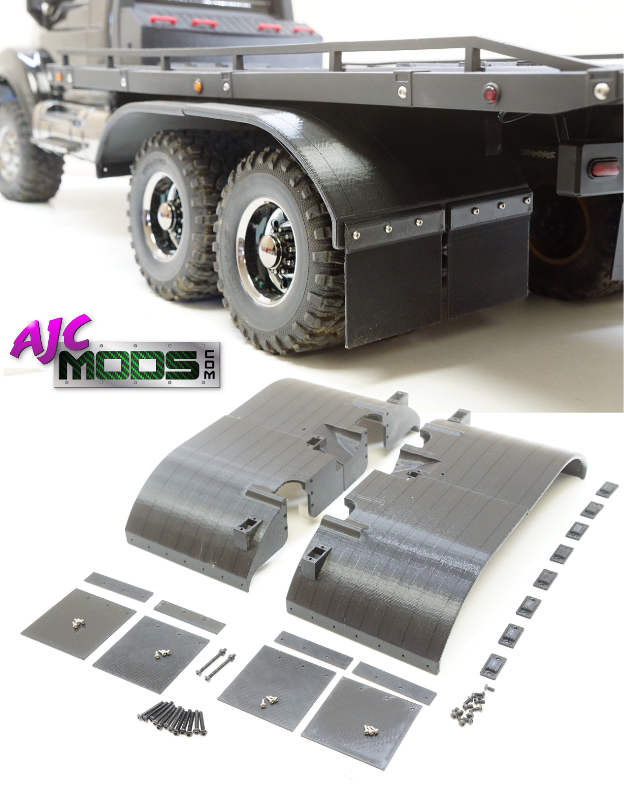 Dually / Single Fender Wheel Well w/ Mud Flaps For Traxxas TRX-6 Flatbed Hauler