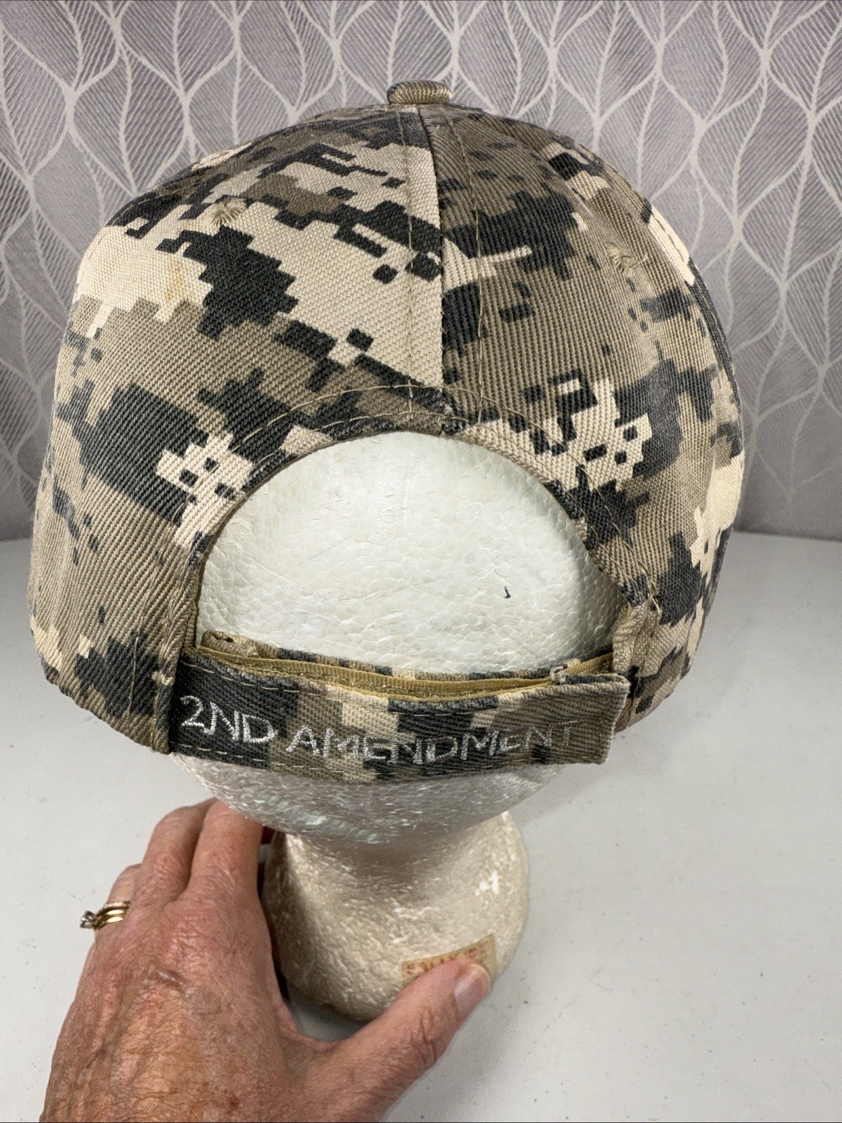 2nd Amendment 1789 Patch on gray beigeblack digital camouflage Hat Cap HookLoop