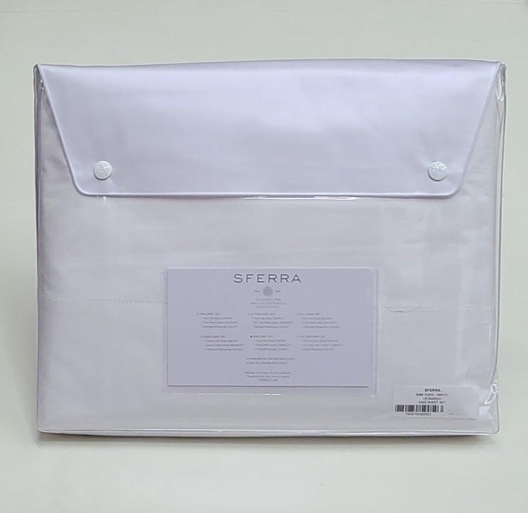 Sferra Leonardo King Sheet Set White Cotton Percale