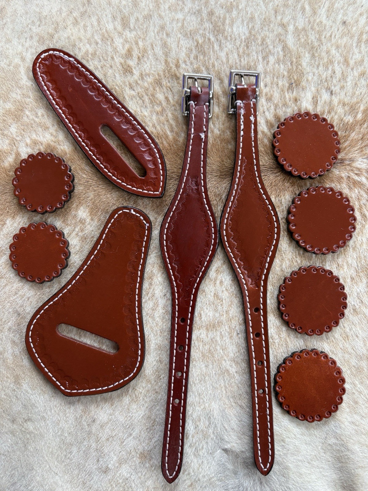 Medium Oil 10 Piece Top Grain Leather Western Saddle Repair Kit Tack FREE SHIP
