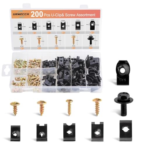 200Pcs Car U-Nuts Clips and Screw Assortment Kit, 11 Different Sizes