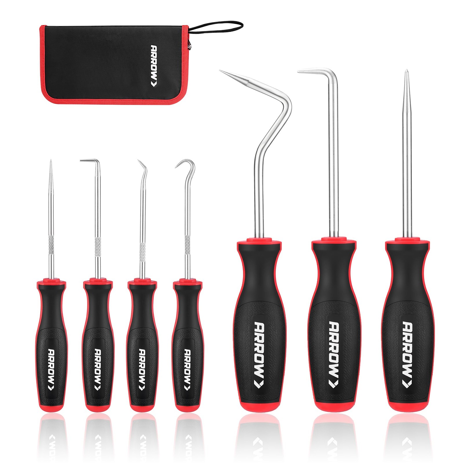 ARROW 7-Piece Hook and Pick Set with Storage Bag, Long & Mini Precision Pick...