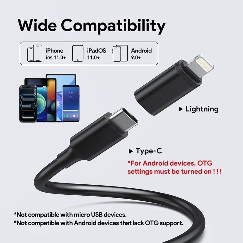 2K Dual Lens Endoscope Camera with Light, 2560P Borescope for iPhone & Android,