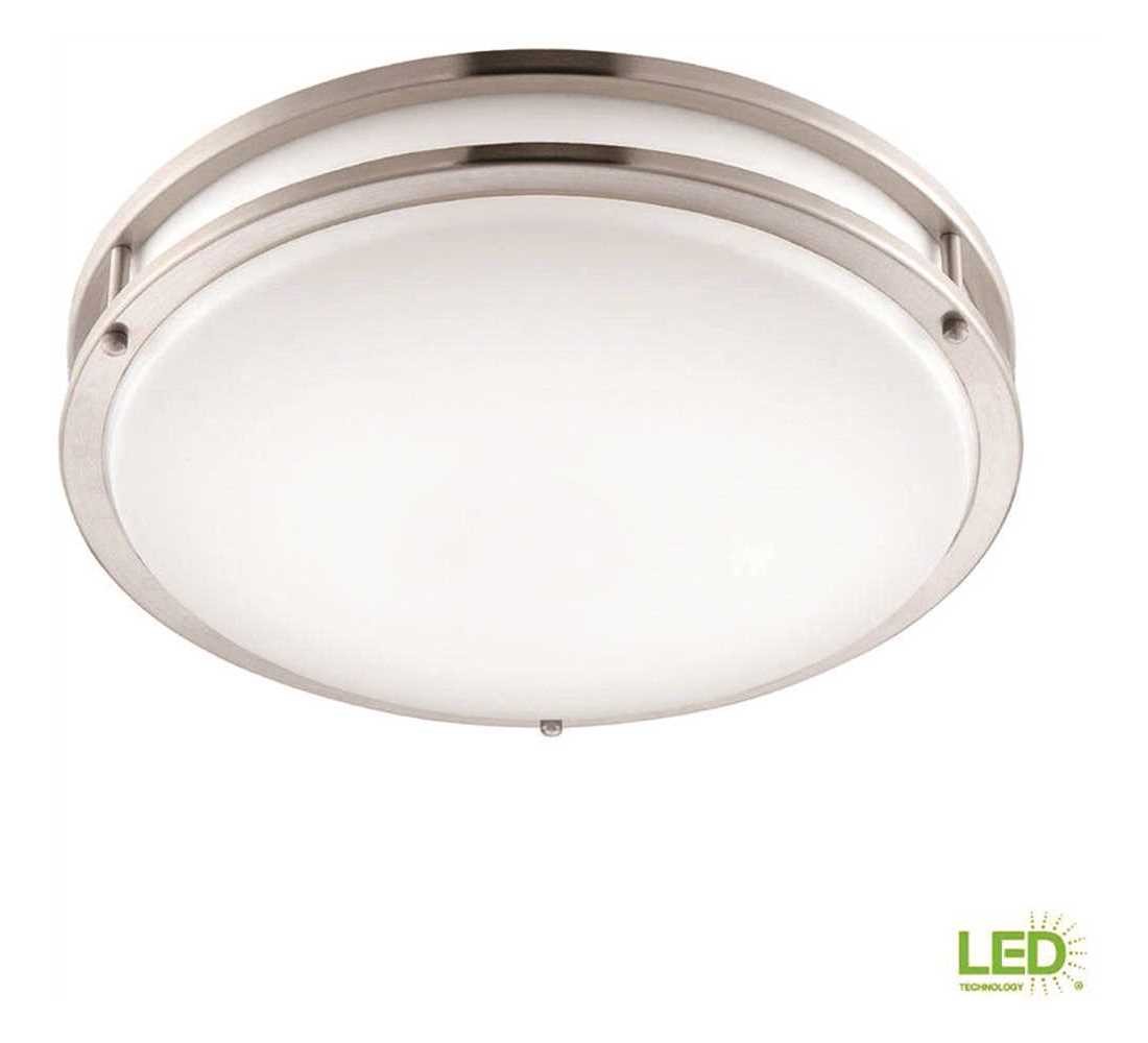 14 in. Brushed Nickel Integrated LED Selectable CCT Round Flush Mount Light