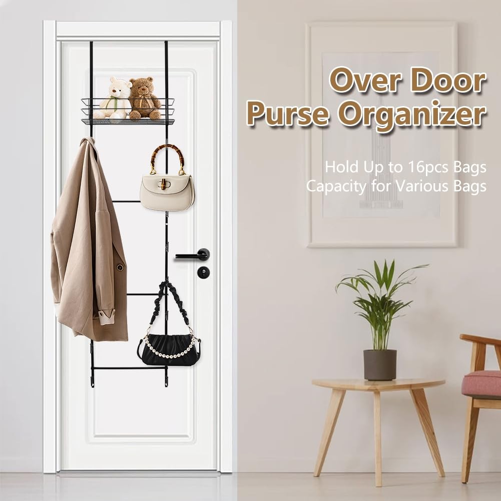 Over The Door Purse Organizer, Hanging Purse Organizer, Wall-Mounted Handbag ...