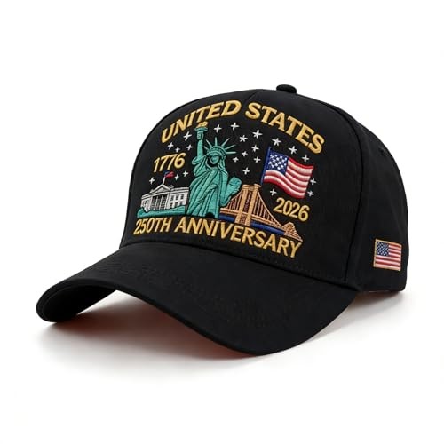 250th Anniversary USA Hat, Adjustable Retro Embroidered Cap for Patriots &