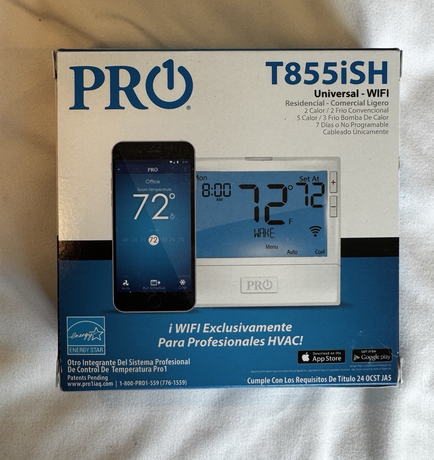 NEW Pro1 T855iSH Smart Wi-Fi 7 Day Programmable Thermostat Stages 4 Heat/2 Cool
