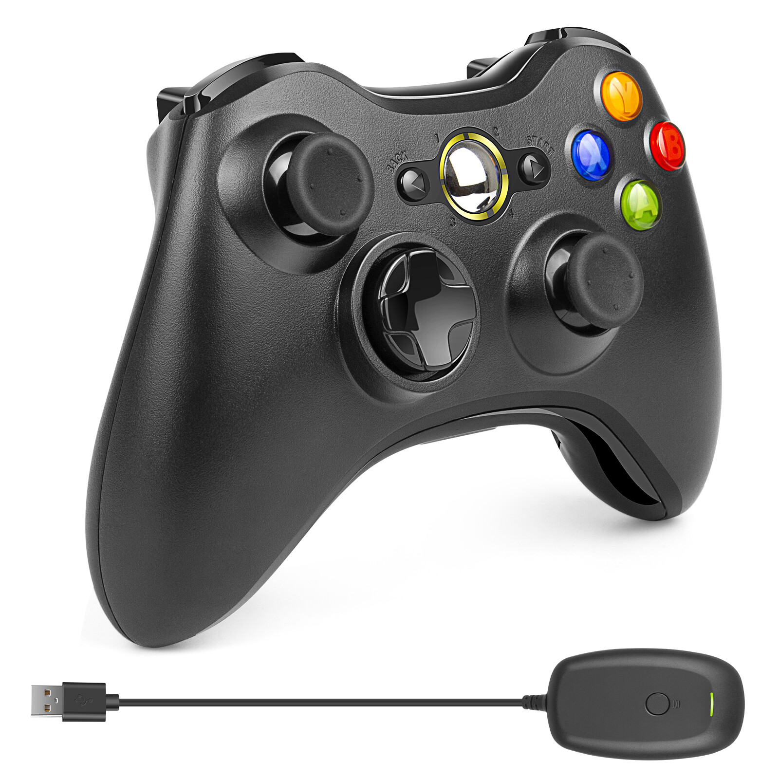 Wireless Controller For Microsoft Xbox 360/360 Slim PC Windows 11/10/8/7 Battery