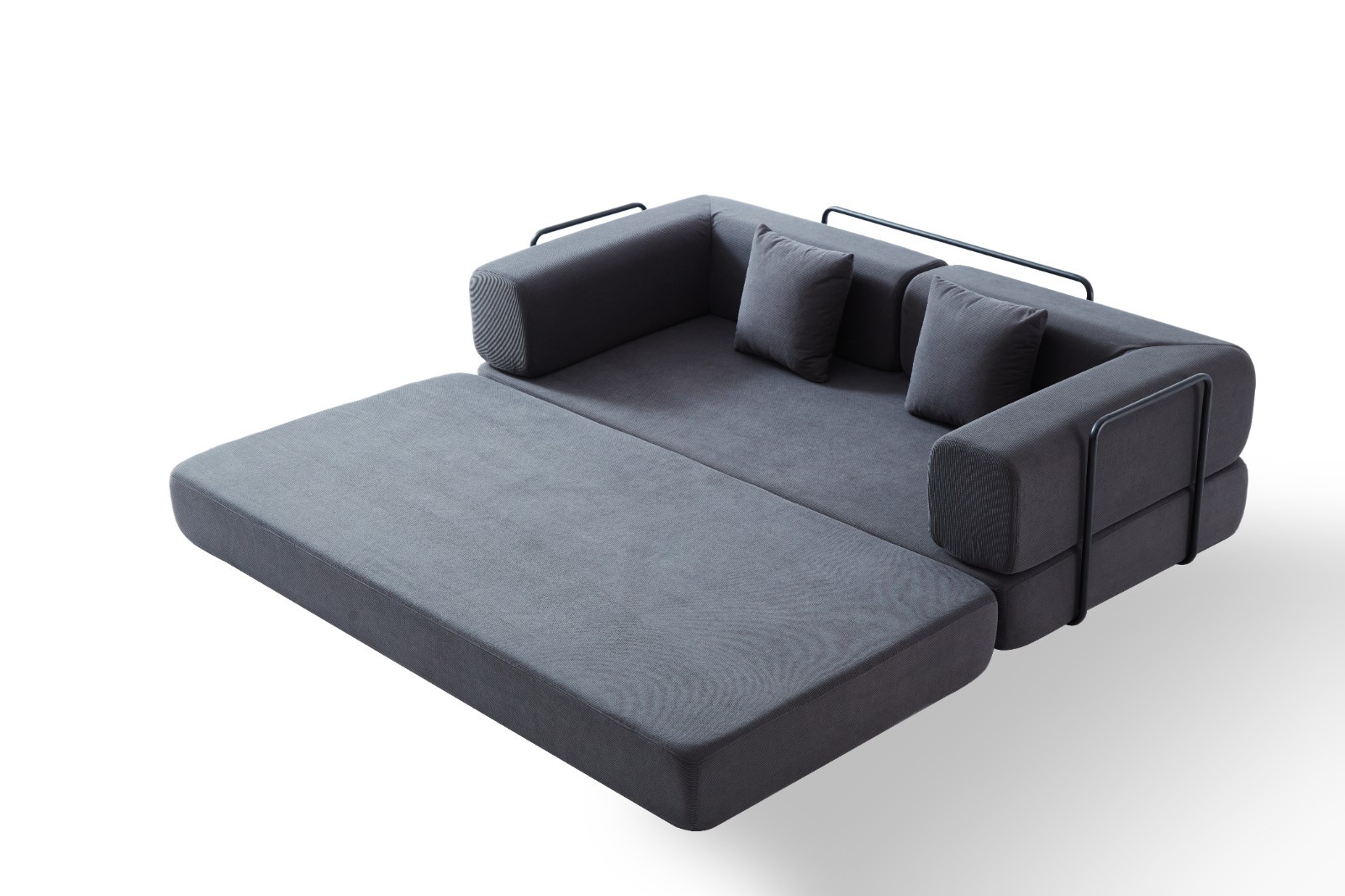 Convertible Sleeper Sofa Bed with Corduroy Mattress & Pillow, Fixed Frame, Grey