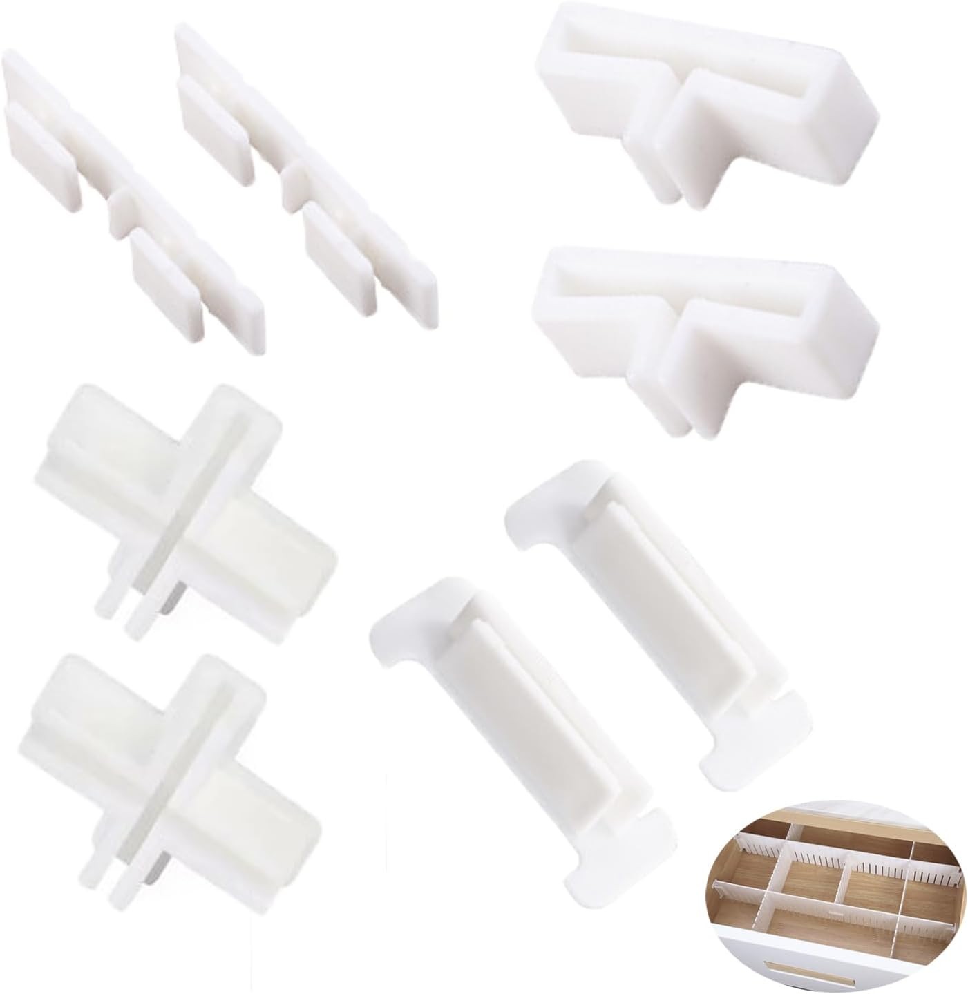22 Pack Drawer Divider Clips Holder Plastic Mount Fixing Buckle Corner Angle