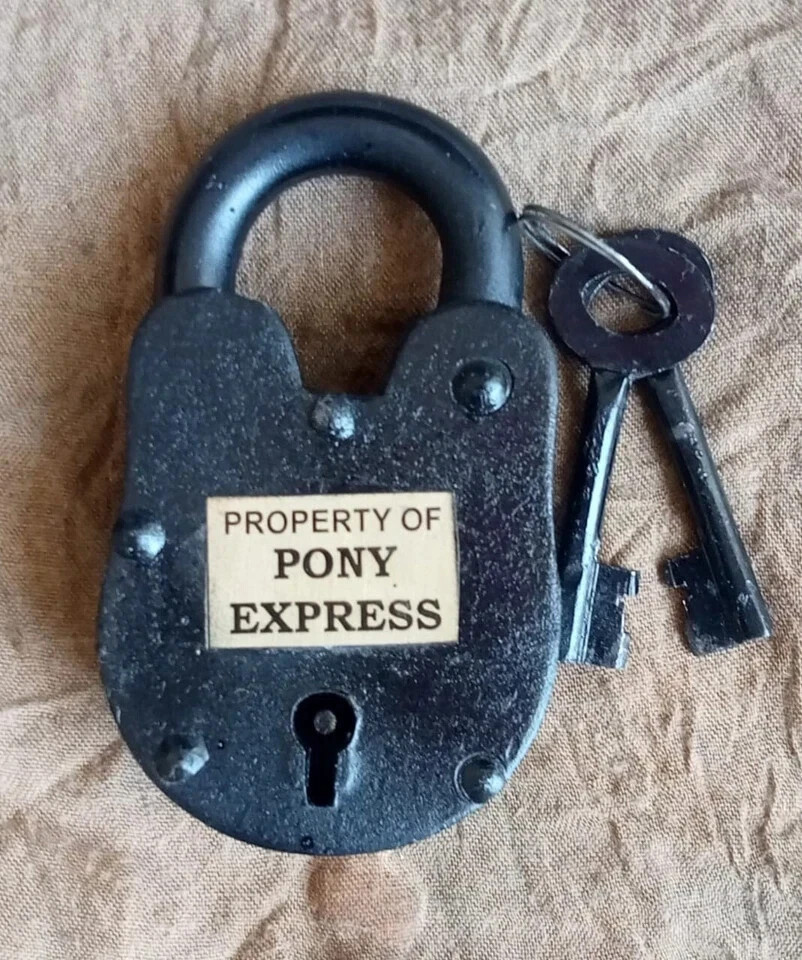 Pony Express Padlock 4'' Cast Iron Black Finish = with 2 Key Functional Lock
