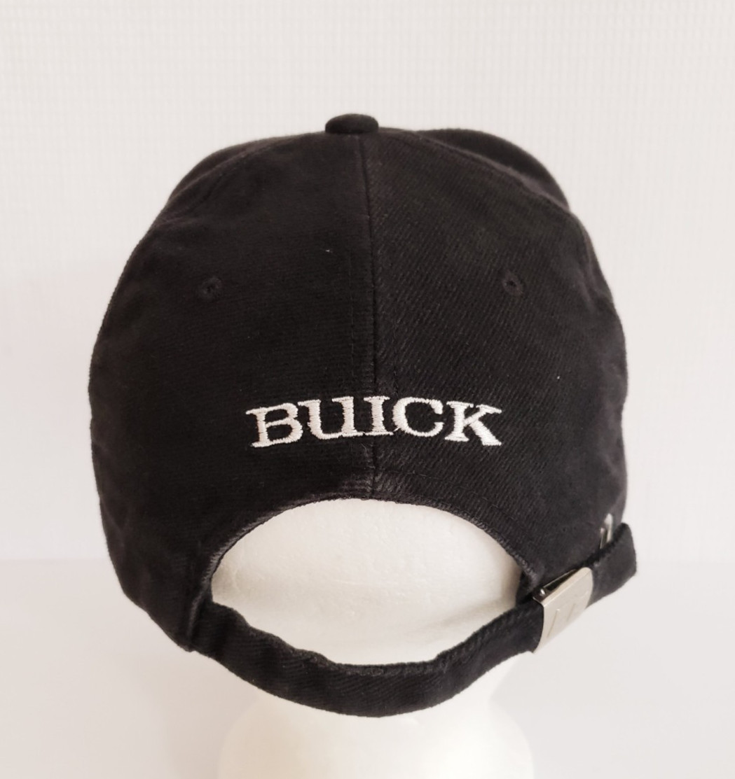 Buick Hat Cap Tri Shield Logo Leather Brim Black Denim Strap Back GM Licensed
