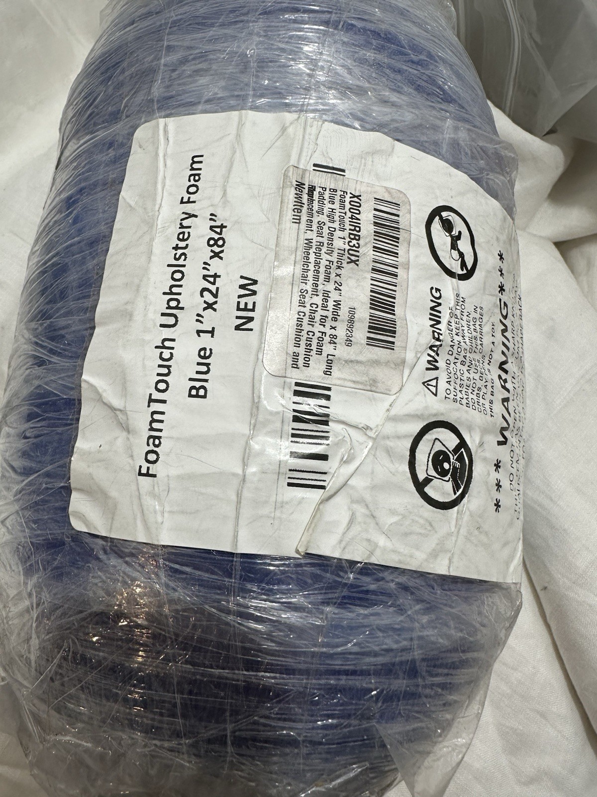 1" Thick x 24" Wide x 84” Long Blue High Density Foam Foam Padding Upholstery