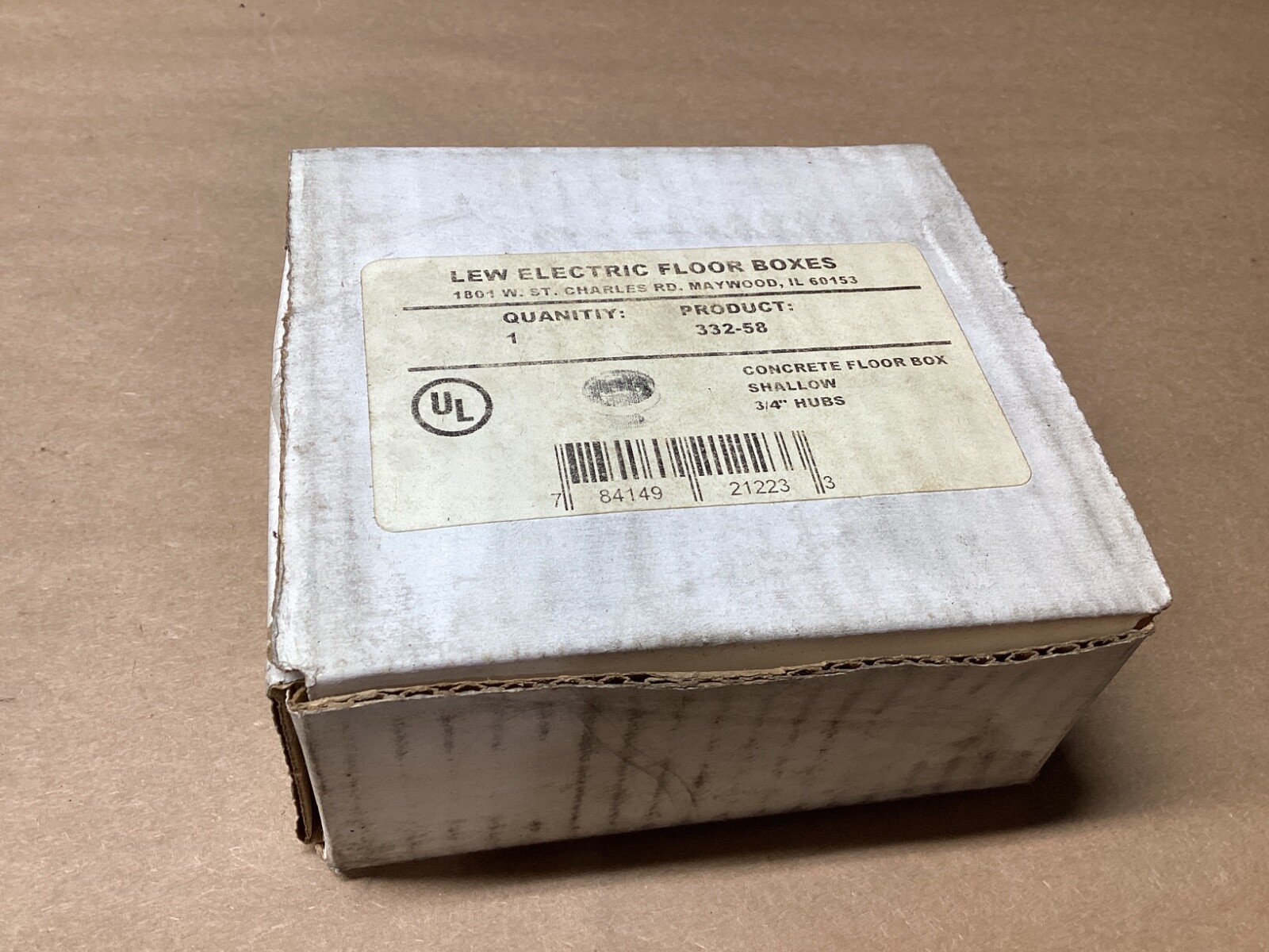 Lew Electric 332-58 Floor Box. 3/4" Hubs #106F126PR6*CO