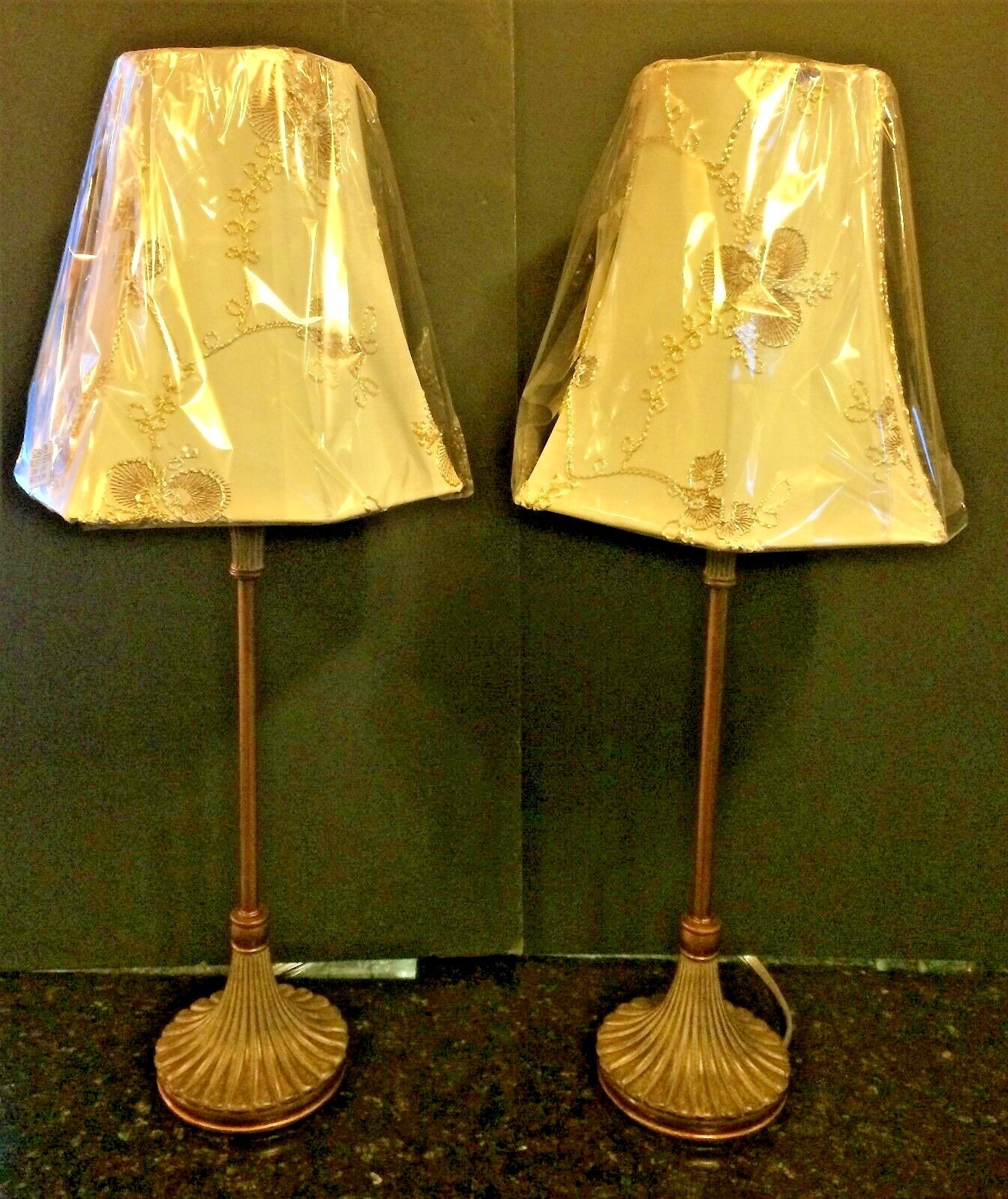2 New Candlestick Table Lamps 26.5" designer shades