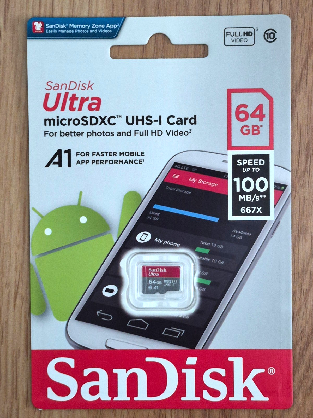 SanDisk Ultra 64GB MicroSDXC UHS-I Card (SDSQUAR-064G-GN6MN)