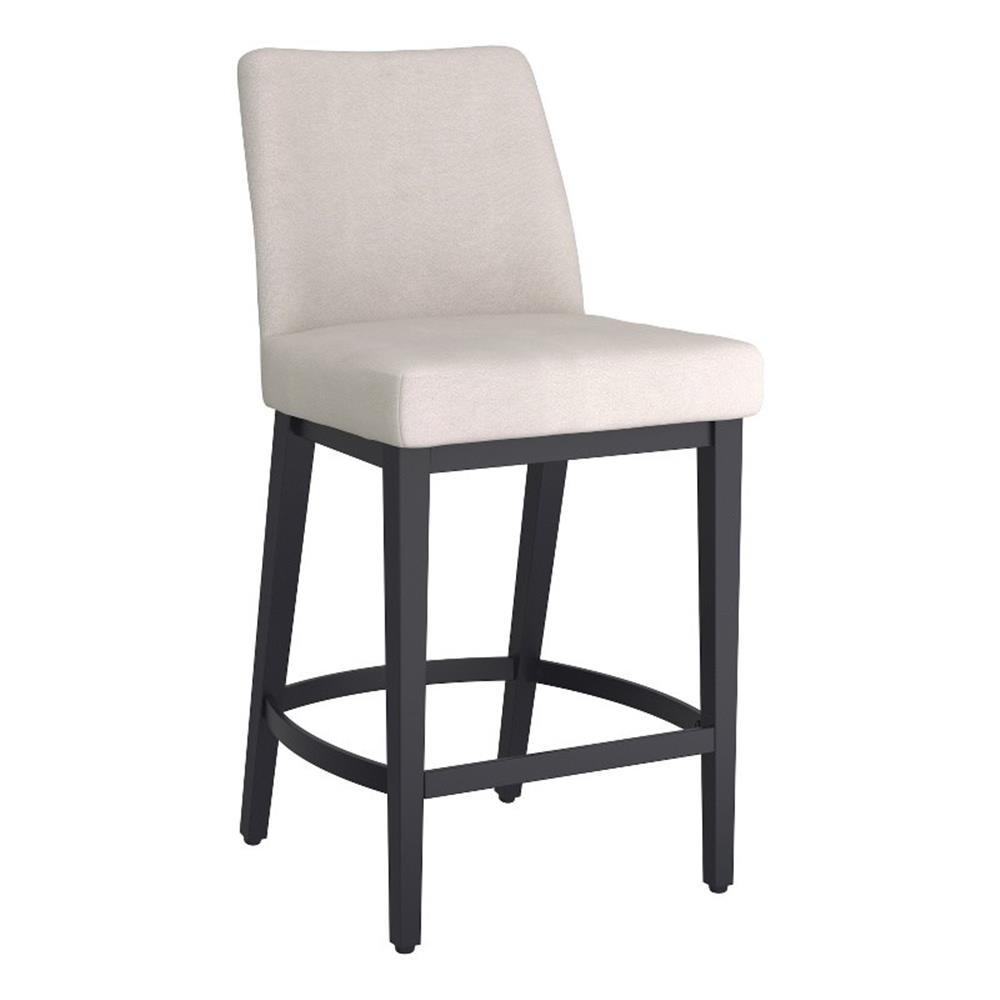 Modern Fabric and Metal 26" Counter Stool Set of 2 Beigeand Black