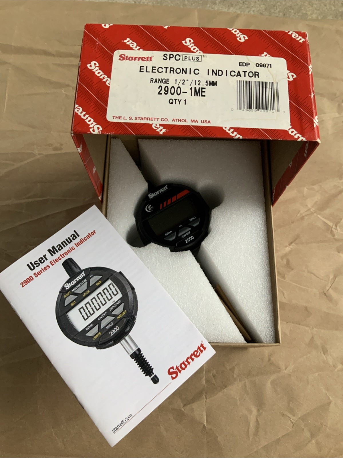 Starrett 2900-1ME Series Electronic Indicator Range 1/2” to 12.5”mm EDP 09971