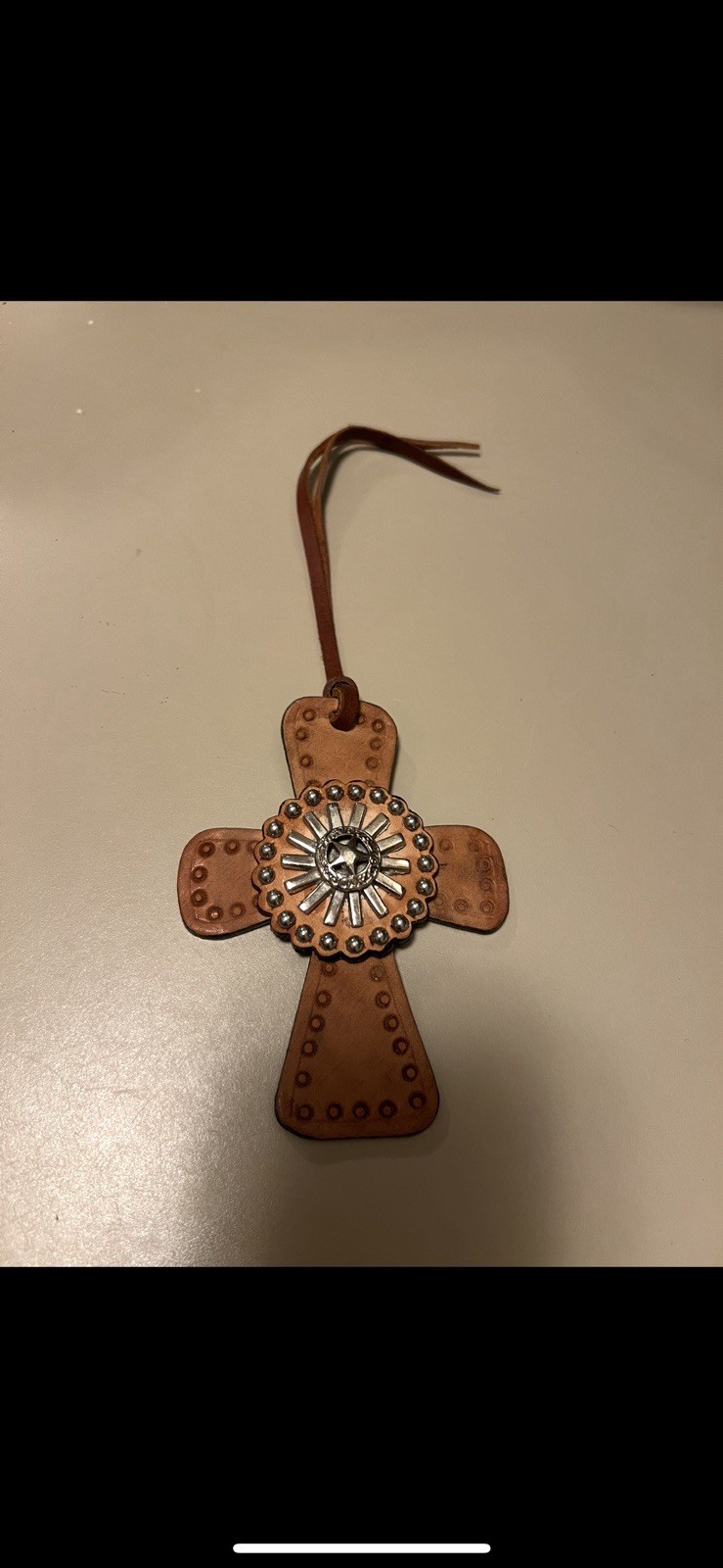 Leather Saddle Cross 5" X 4"