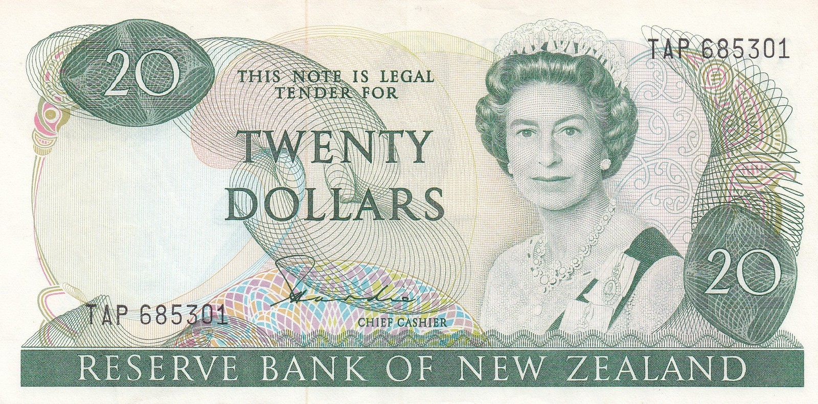 BANK OF NEW ZEALAND 20 DOLLARS 1981-85 XF p-173
